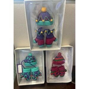 LOT Department Dept 56 HAT & MITTENS Holly Ornament‎ Sets Christmas Tree Winter